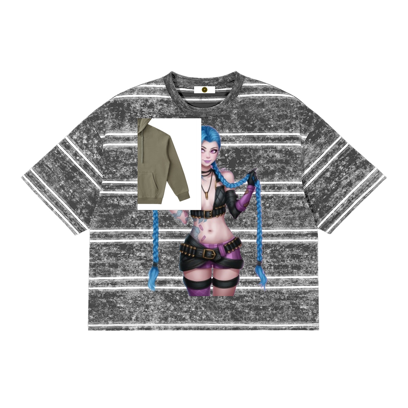 0429test-10 Contrast Striped Lapel Collar Sweatshirt - Image 3