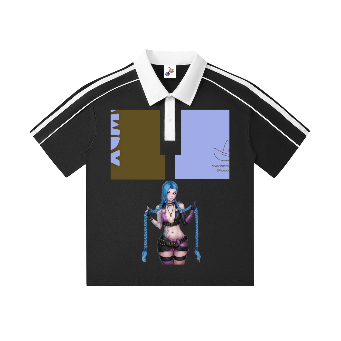 Contrast Collar Short-Sleeve Polo Shirt