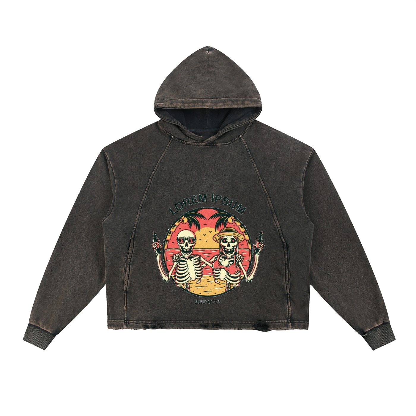 0430test -1- Vintage Washed Frayed-Hem Hoodie