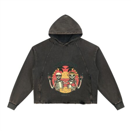 test-200   Vintage Washed Frayed-Hem Hoodie